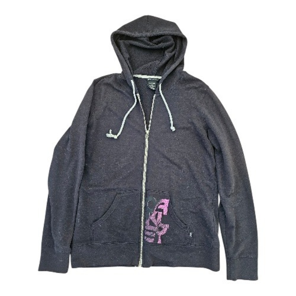 Oakley Zip Up Black Purple Logo Pockets Y2K Cotton Hoodie‎ sz M